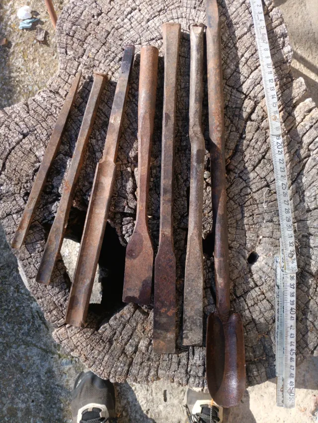 7 Gubias tonelero antiguas+ 2herramientas madera