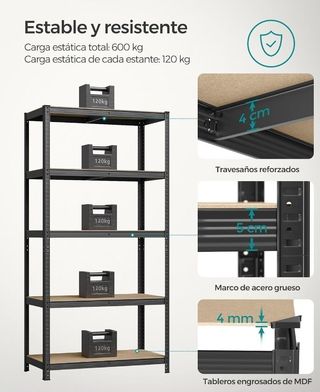 Scaffale pesante a 5 ripiani SONGMICS da 600 kg