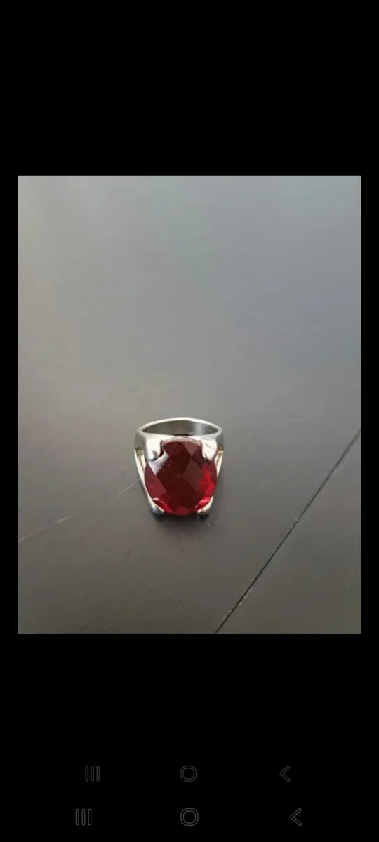 Anillo Plata Piedra Roja