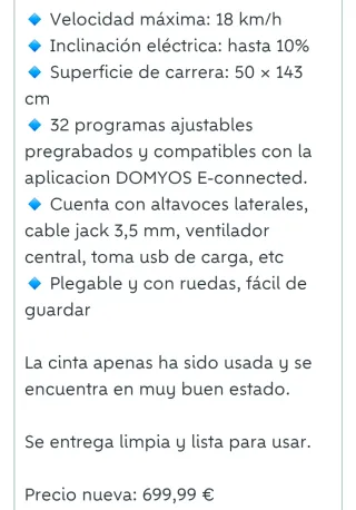 Cinta de correr Domyos 900C plegable