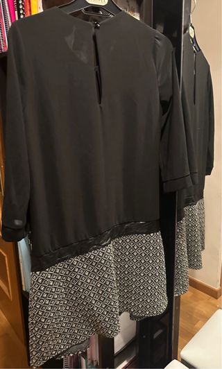 Vestido gasa y falda geométrica