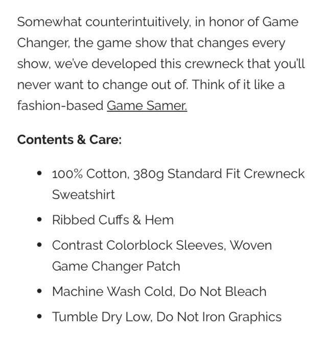 Felpa Dropout Game Changer taglie S e M