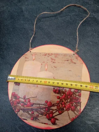 Colgante Navideño Madera Velas Bayas