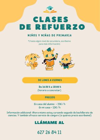 ofrezco clases de repaso y cuidado de niños