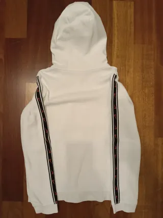 Sudadera Nike blanca logo rojo rayas mangas