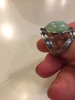 Anillo piedra lunar verde y plateado
