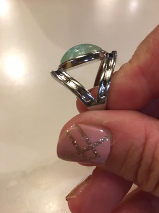 Anillo piedra lunar verde y plateado