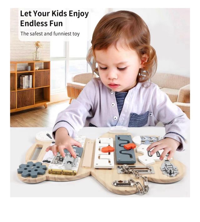 Tablero sensorial de madera para niños