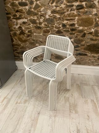 6 sillas jardín apilables metal Elton, como nuevas