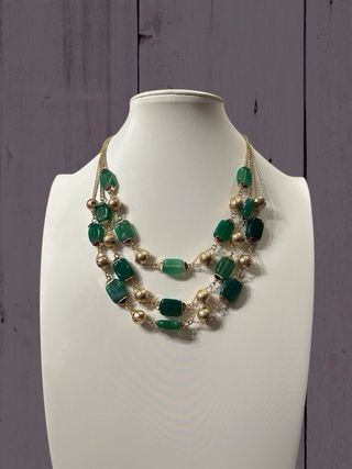 Collana donna multistrato verde oro