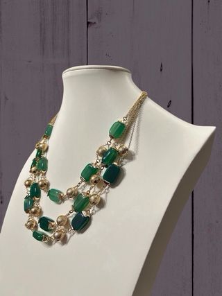 Collana donna multistrato verde oro