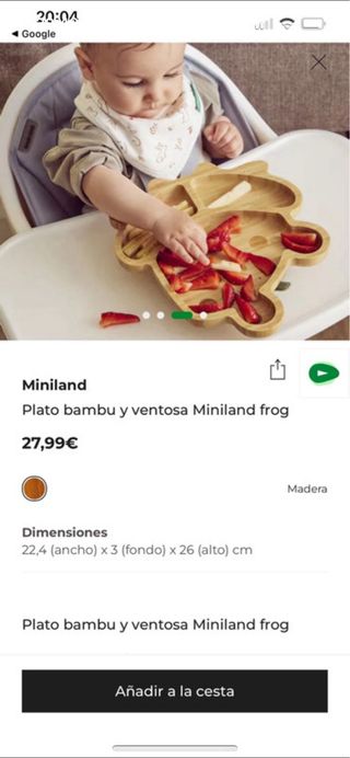 Plato Miniland Bambú con Ventosa +6m