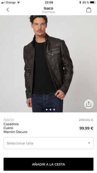 Chaqueta Cuero Hombre Isaco Talla 52 Nueva