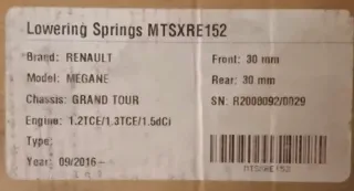 Muelles Deportivos Renault Megane 2016 ->