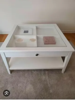 Mesa de centro 90x90cm, cristal y madera