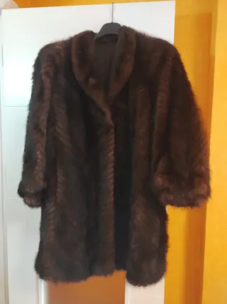 Chaquetón de piel marrón mujer