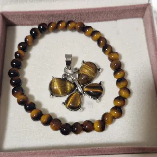 Pulsera y colgante ojo de tigre