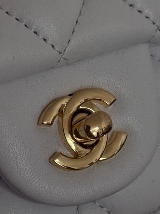 Bolso Chanel Piel Blanco Cadena Dorada