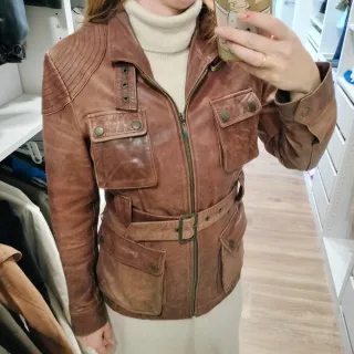 Chaqueta de cuero marrón