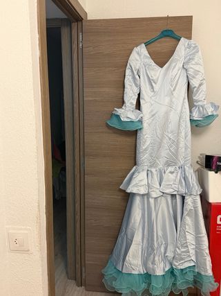 Traje Flamenca Azul Celeste Talla M
