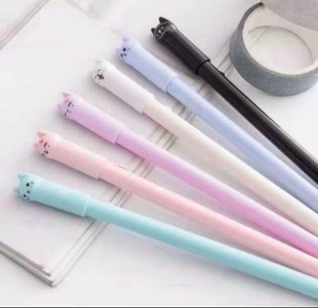 6 Bolígrafos Gel Diseño Gato