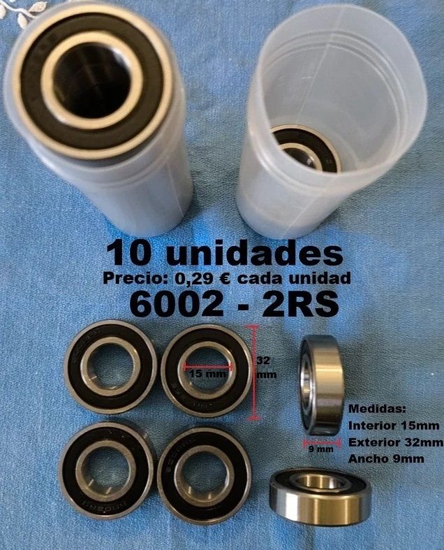 10 Rodamientos 6002 - 2RS 15 x 32 x 9 mm