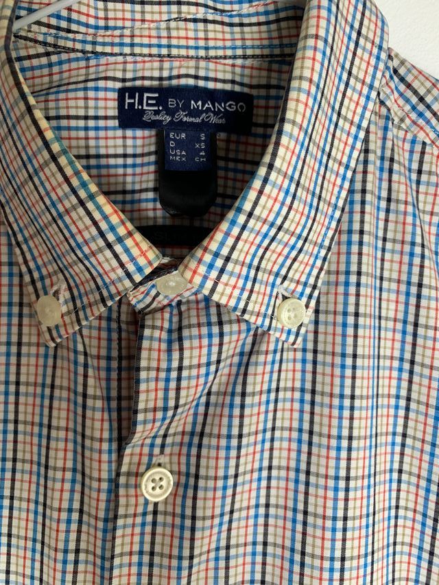 Camisa cuadros multicolor Mango Talla S