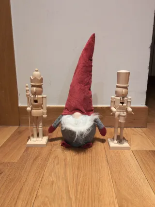 Cascanueces y Gnomo Navidad Madera Tela