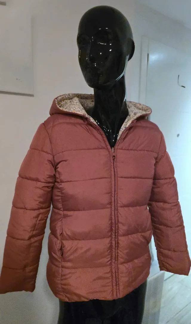 Plumífero niña 10 años reversible estampado floral