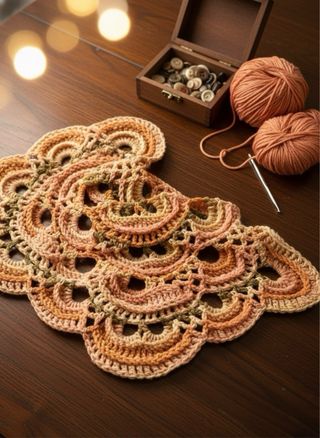 Chal triangular ganchillo hecho a mano