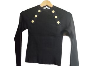 Jersey Zara Negro Botones Dorados Talla M