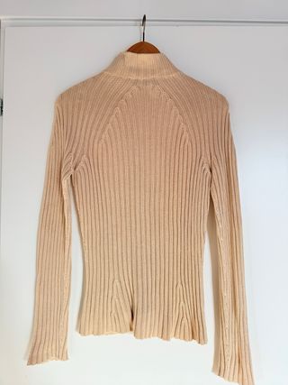 Cardigan Onyx Cotone Sabbia Zip Collo Alto