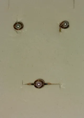 Conjunto bebé: pendientes y sortija oro 18k