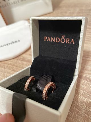 Pendientes Aro Corazón Pandora Recub. Oro Rosa 14K