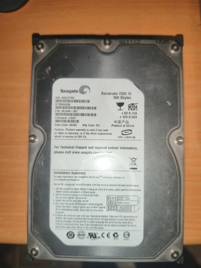 Disco Duro Seagate 500 GB IDE PATA