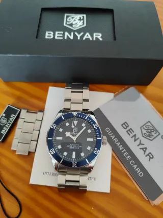 Reloj Benyar Automático Diver Negro/Azul