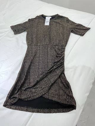 Vestido Mango Negro y Dorado