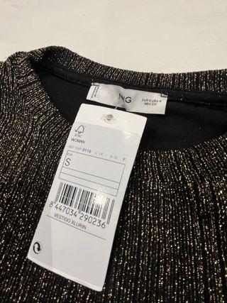 Vestido Mango Negro y Dorado