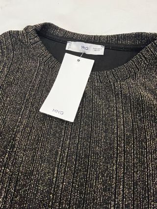 Vestido Mango Negro y Dorado