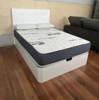 Cama Matrimonio Blanca con Canapé