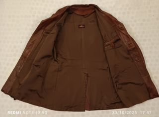 Trench in vera pelle vintage marrone