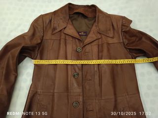 Trench in vera pelle vintage marrone