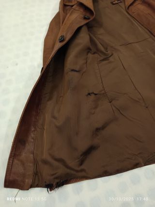 Trench in vera pelle vintage marrone