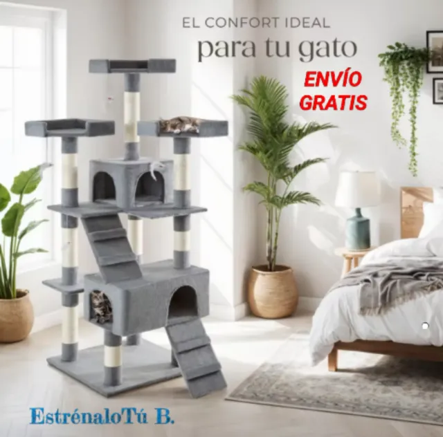 Árbol Torre Rascador Gris Gatos 