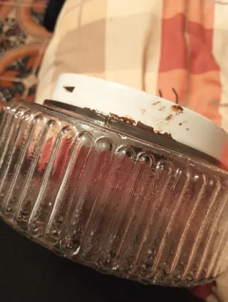 Plafón redondo antiguo de cristal ymetal