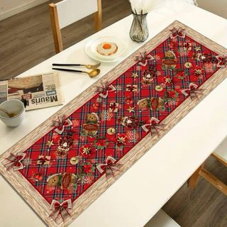 Kit Tovagliato Natale Tartan Rosso e Beige