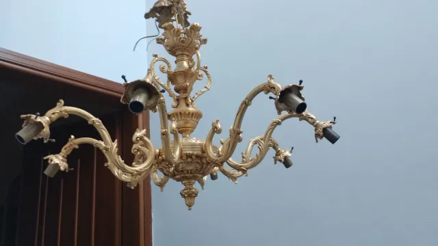 Lampadario francese oro e Murano