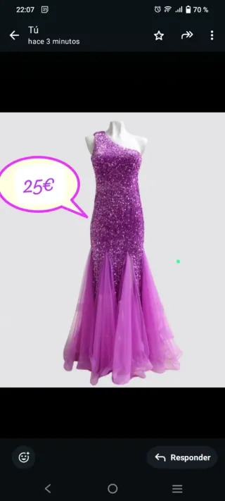 Vestido morado lentejuelas talla única