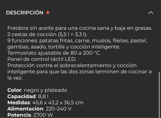 Freidora sin aceite TECHWOOD 8.8L. NUEVA!