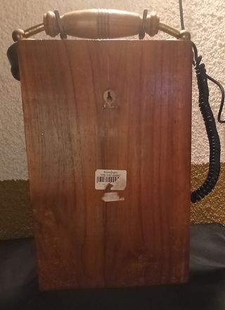 Réplica Teléfono Antiguo Pared Madera y Bronce